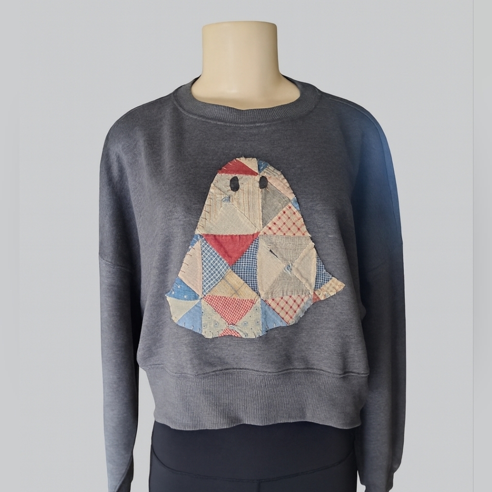 Protrend Hand-Stitched Patchwork Ghost Sweatshirt… - image 1